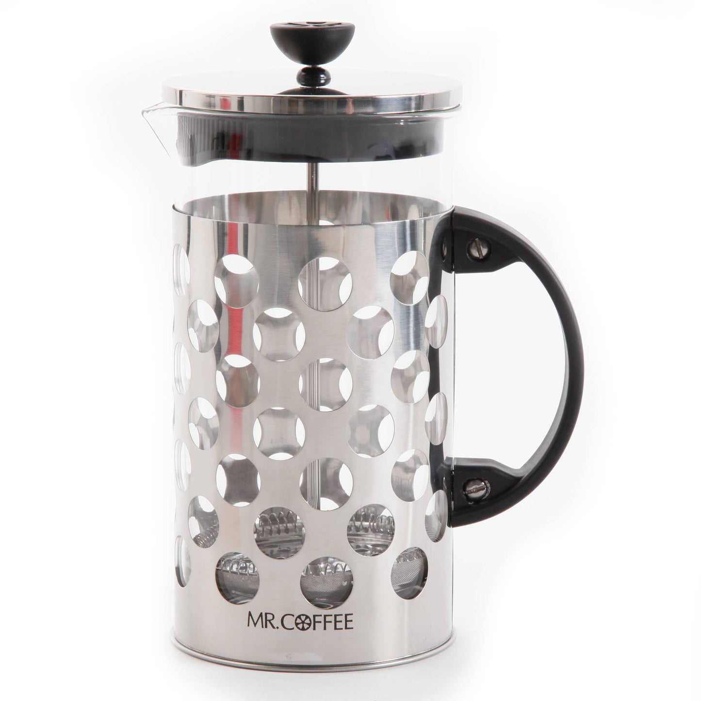 Mr. Coffee Polka Dot 32 oz Stainless Steel Coffee Press with Scoop