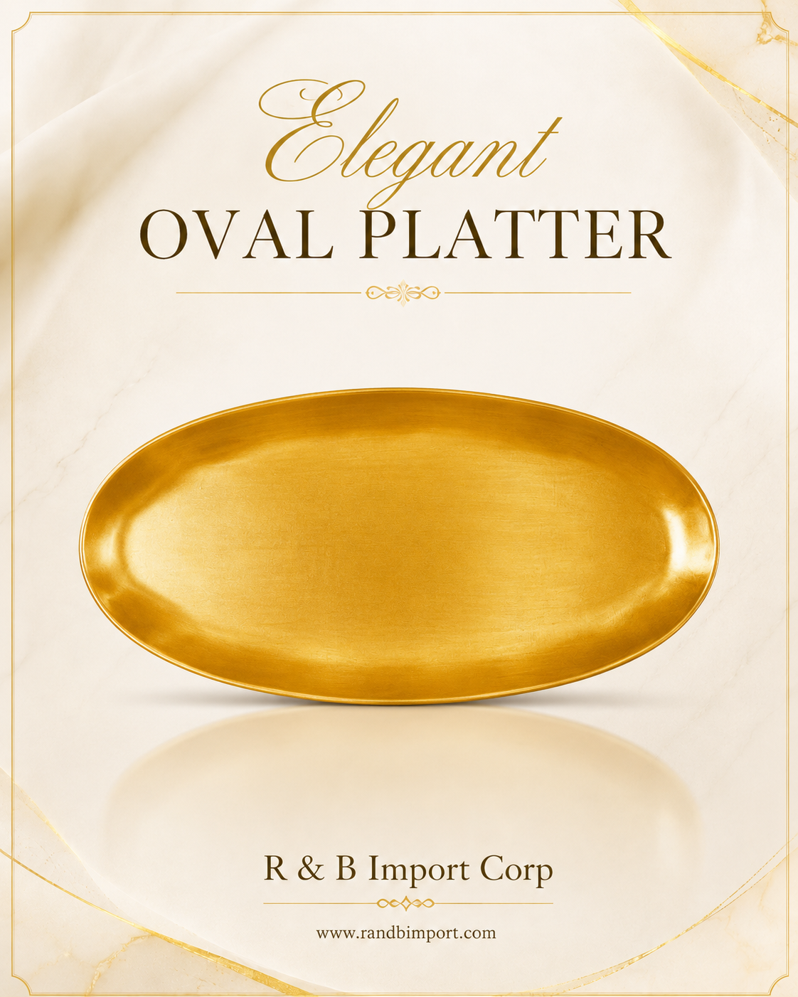 24X 10 INCH OVEL SHAPE GOLD COLOR MELAMINE PLATER
