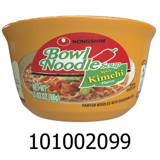 Nongshim Ramyun Bowl, Kimchi Spicy Flavor (Pack of 12)