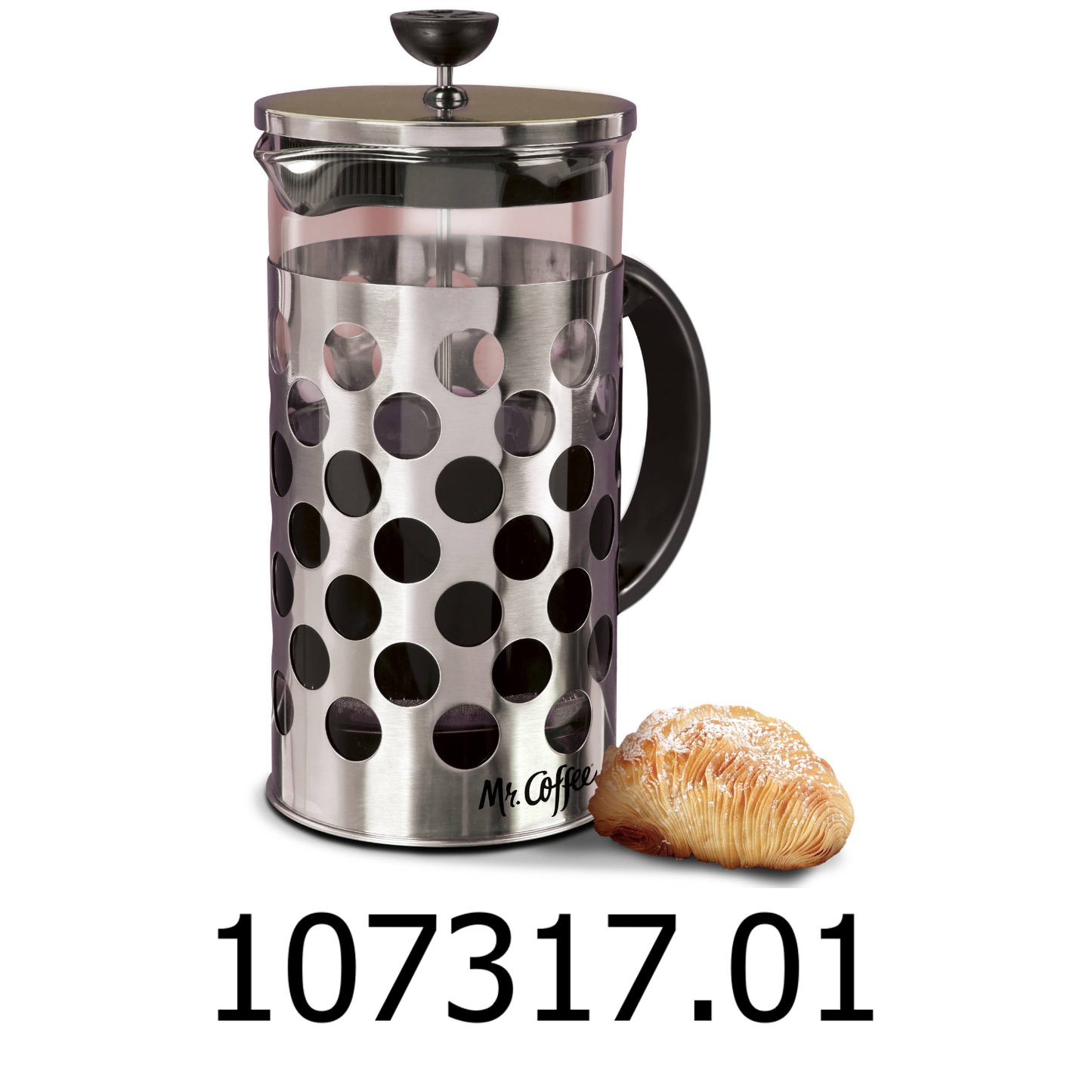 Mr. Coffee Polka Dot 32 oz Stainless Steel Coffee Press with Scoop