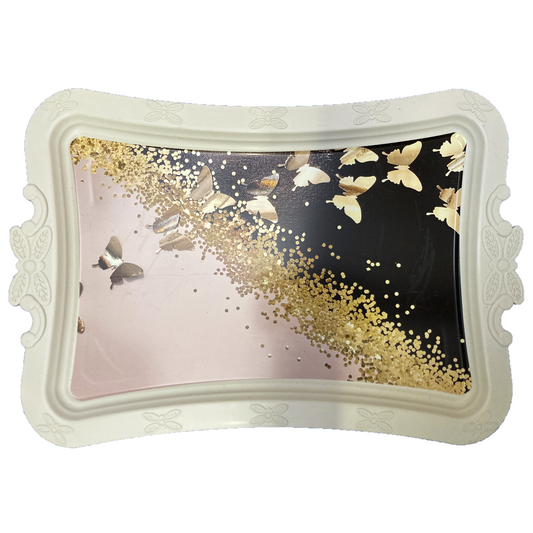 Butterfly Printed Design Plastic Serving Tray