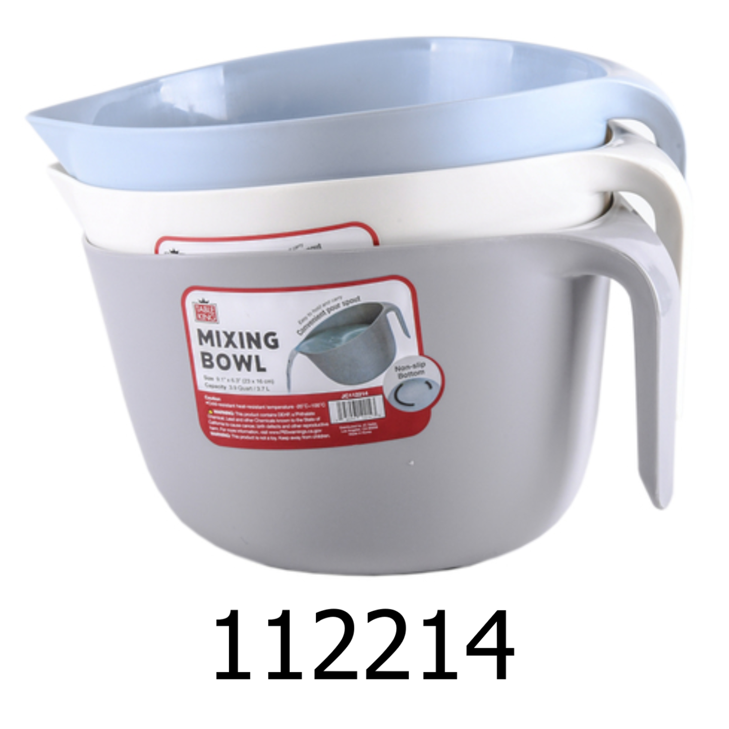 3 PC Plastic Mixing Bowl with Handle