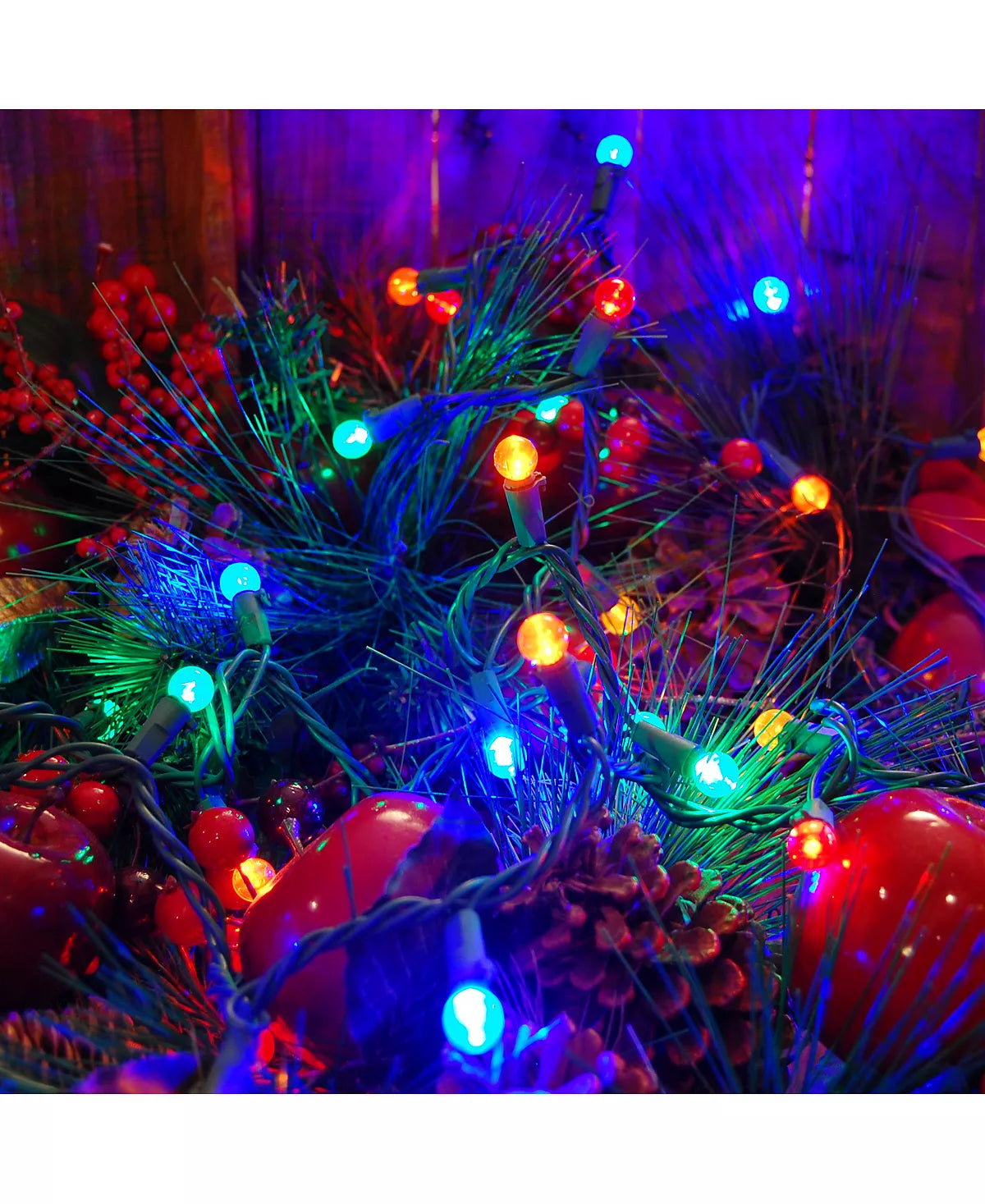 50 LED Multi Color Round Ball Shape Bulb with Green Wire