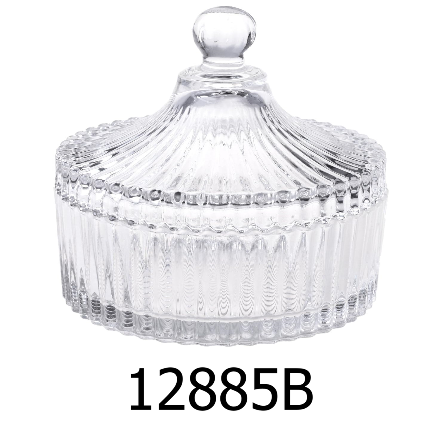 5” Crystal Castle Candy Dish Stripe Snack Bowl Jar