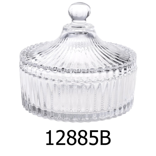 5” Crystal Castle Candy Dish Stripe Snack Bowl Jar