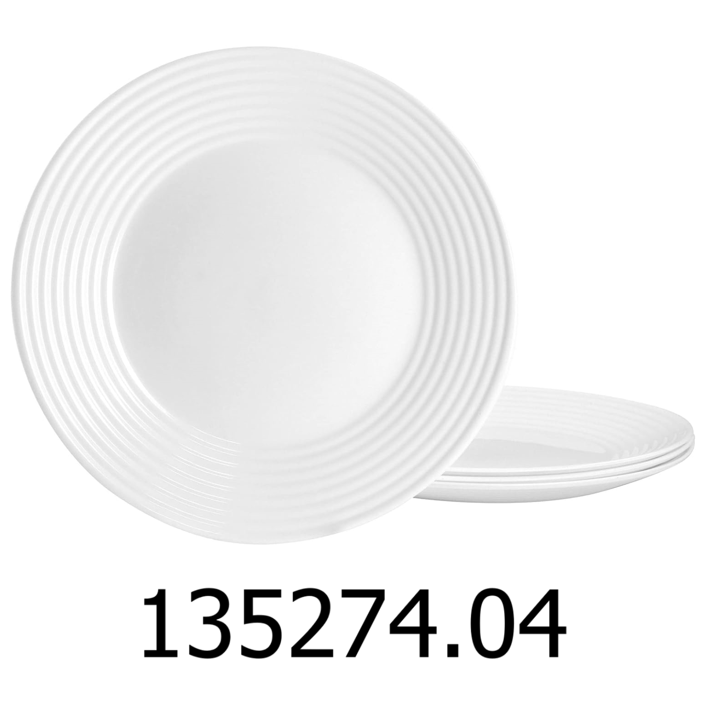 4 PC Gibson White Tempered Opal Glass Dinner Plate Set