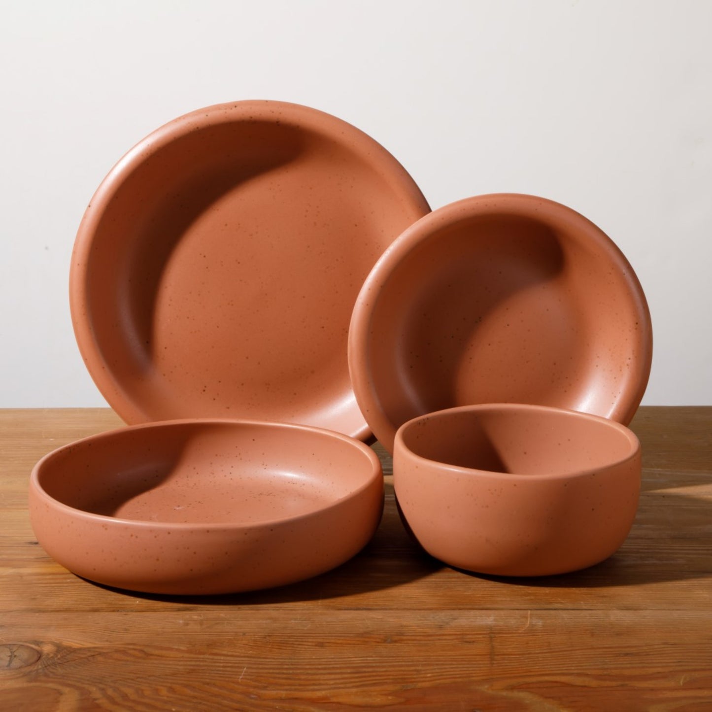 Corsica Clay 4 pc 9" Dinner Bowl Set - Burnt Apricot - Reactive Glaze - Stoneware
