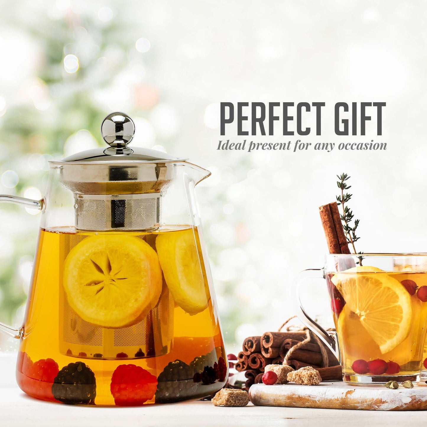 Ovente Glass Teapot with Removable Infuser