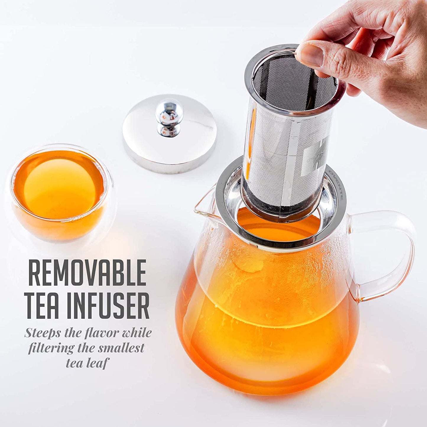 Ovente Glass Teapot with Removable Infuser