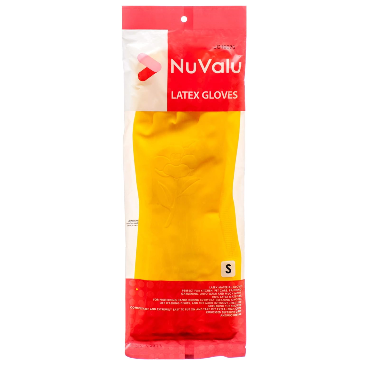 NuValu Yellow Multi-Purpose Latex Gloves - Size Small (2 Pairs)