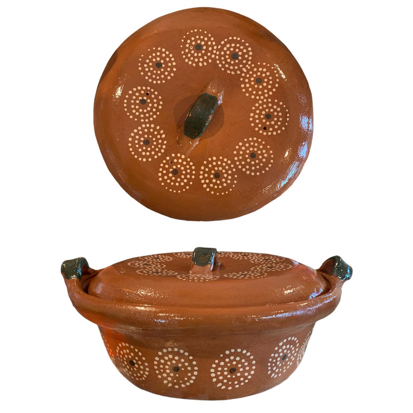 11" Floral Artisan Clay Casserole