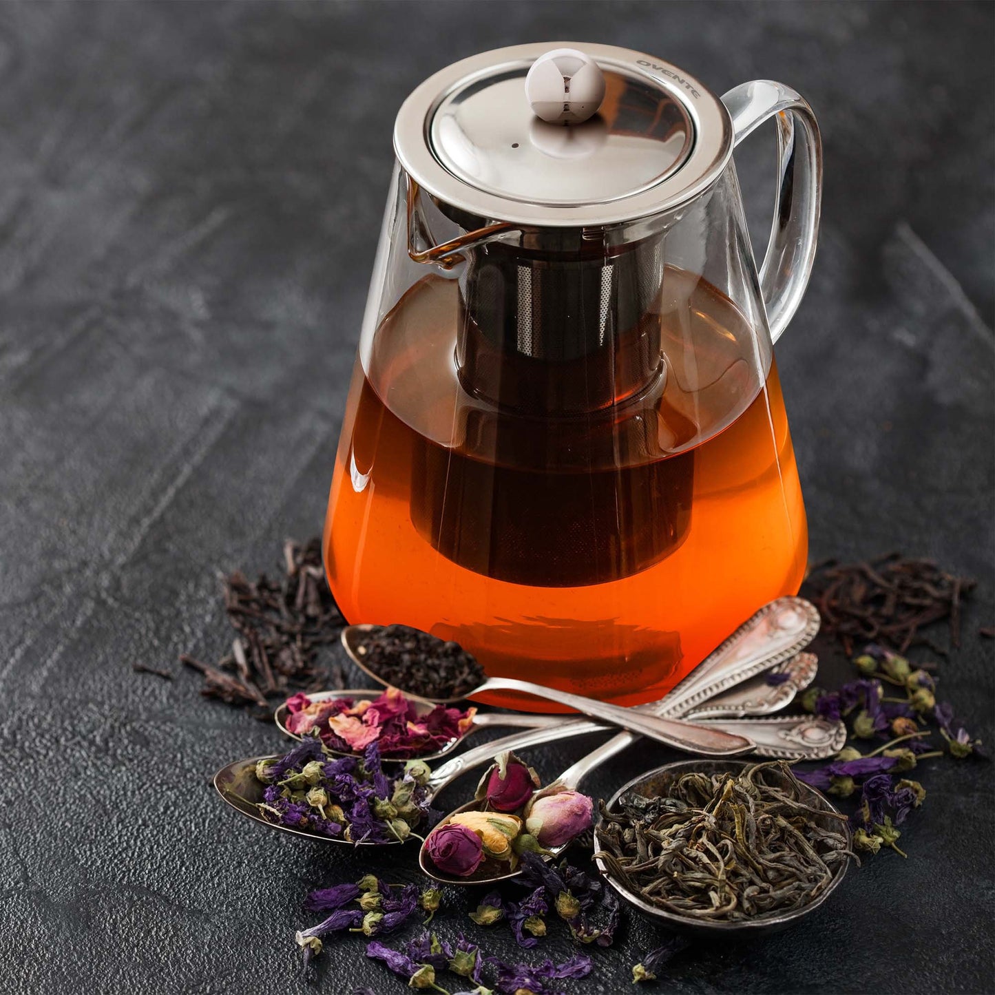 Ovente Glass Teapot with Removable Infuser