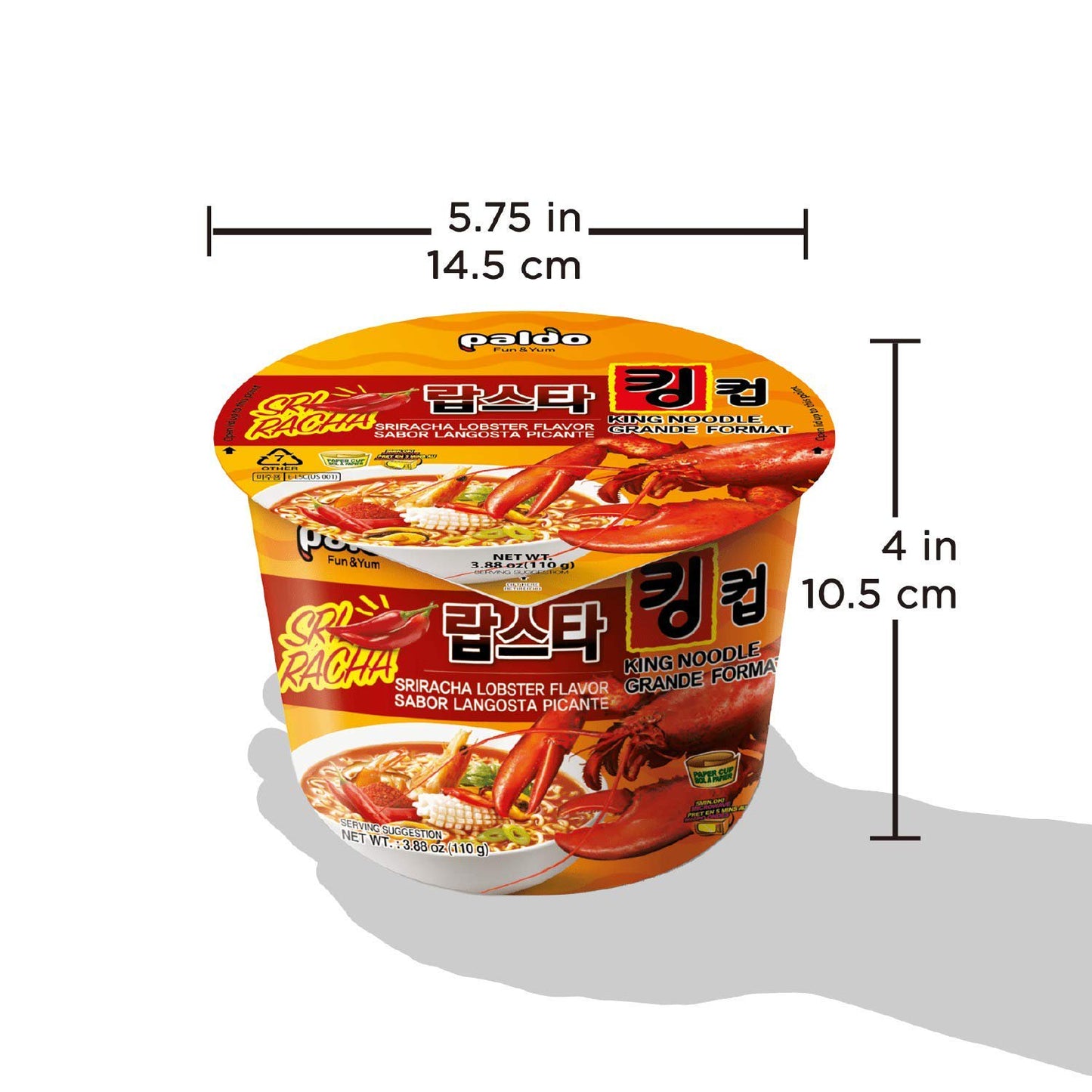 Sriracha Lobster Flavor Paldo King Noodle Cup (Pack of 16)