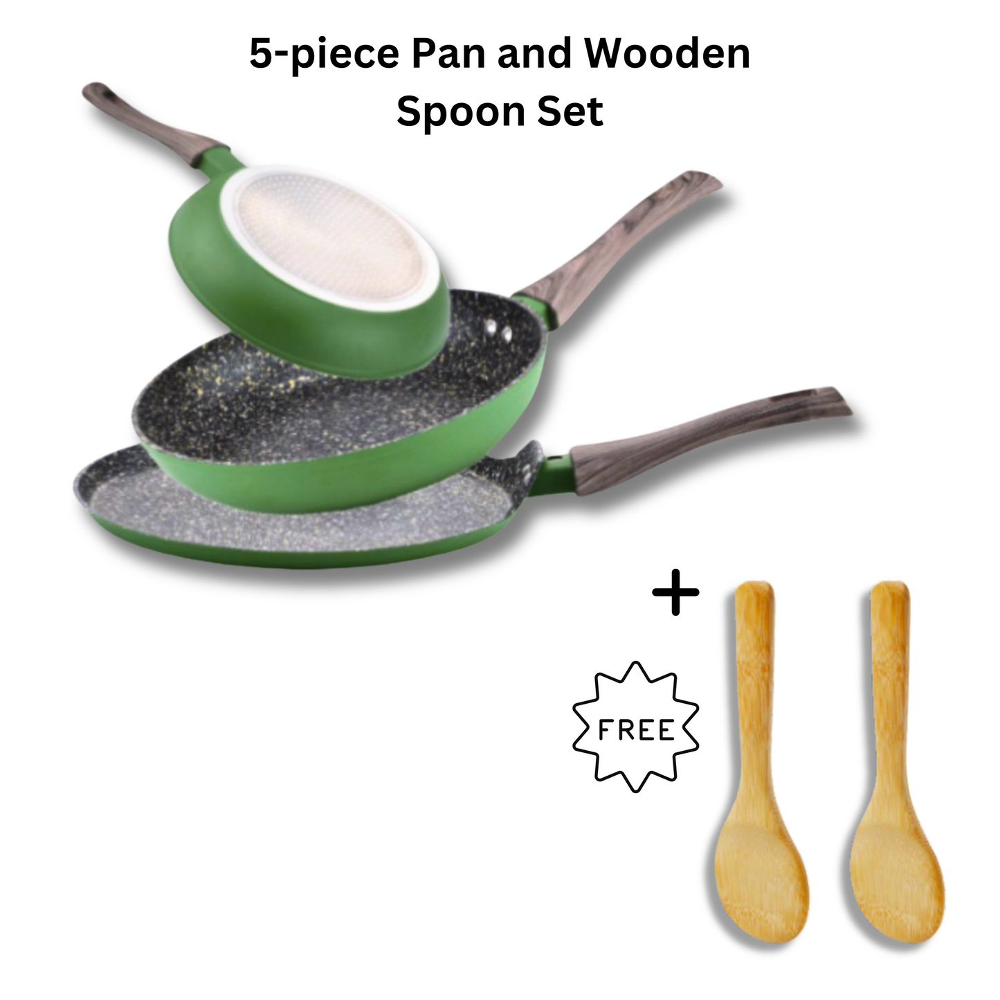 3 PC Mega Cook Frying Pan Set - Green