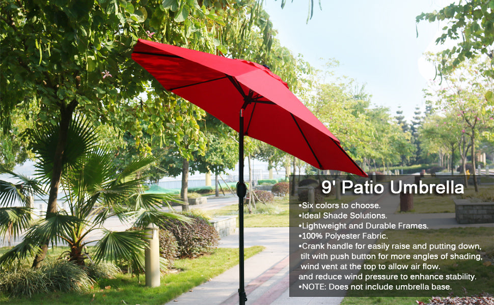 9ft Red Patio Outdoor Table Umbrella
