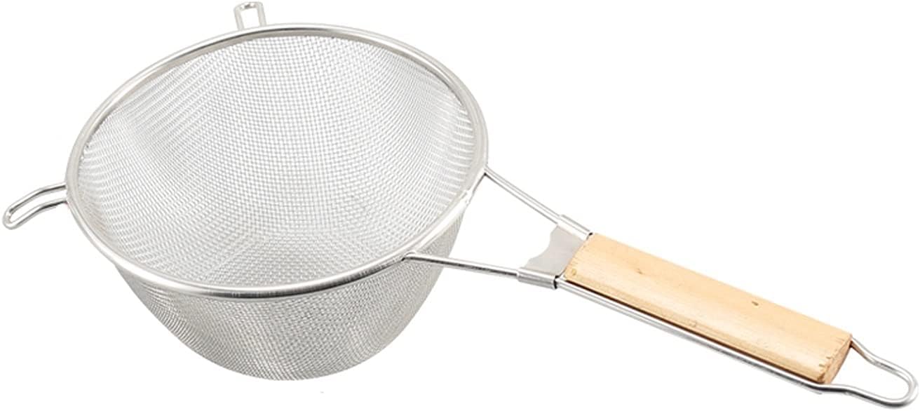 8" Stainless Steel Strainer with Wooden Handle