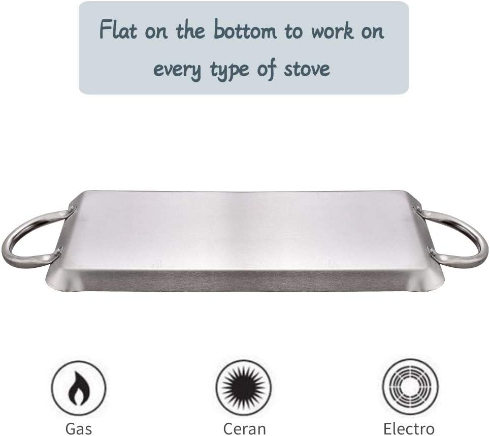 19" Rectangle Stainless Steel Fry Pan Comal