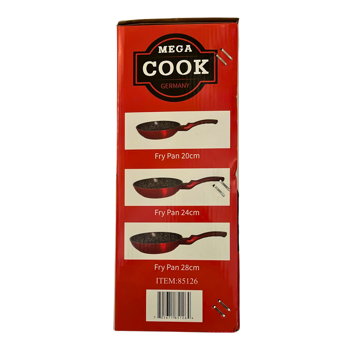 5 PC Mega Cook Frying Pan Set and Wooden Spoons - Red