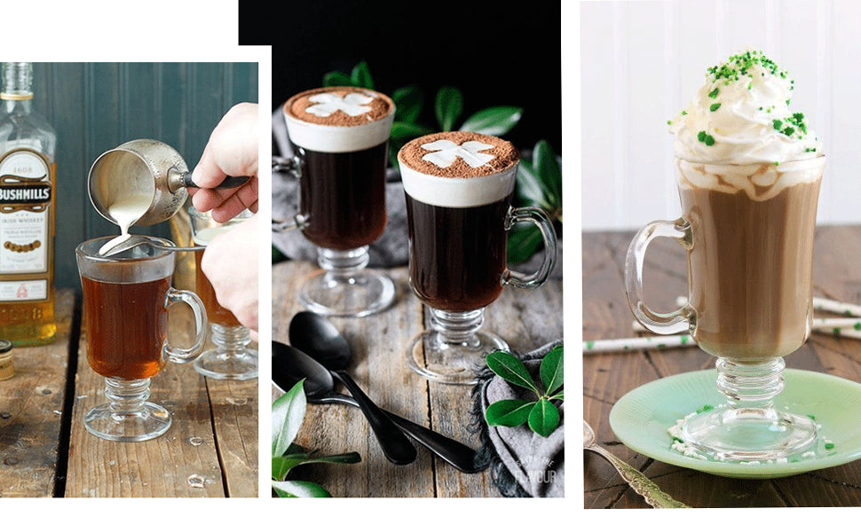 6 PC 8oz Irish Coffee Glass Mugs Set