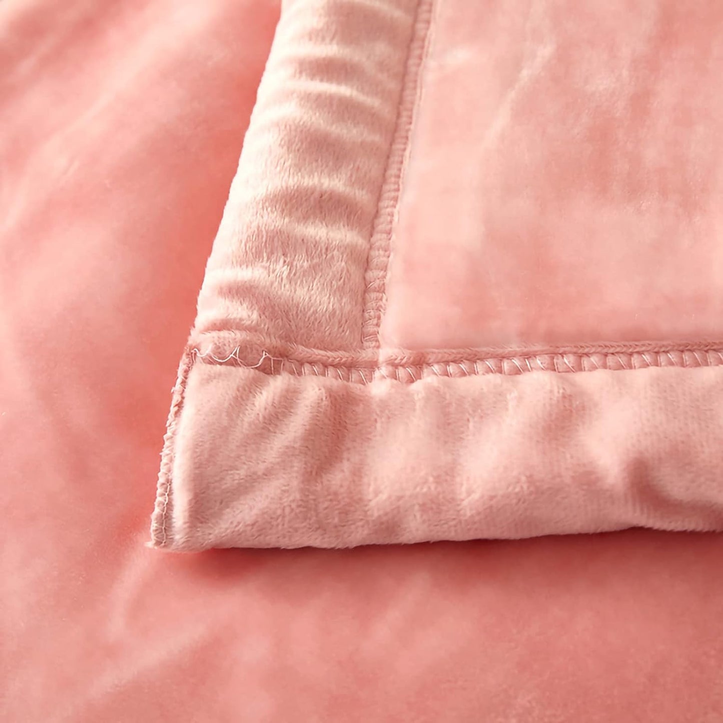 Queen Size Pink Korean Mink Heavy, Fleece Plush, 2 Ply Reversible Raschel Bed Blanket