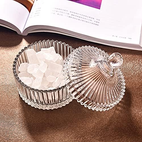 5” Crystal Castle Candy Dish Stripe Snack Bowl Jar