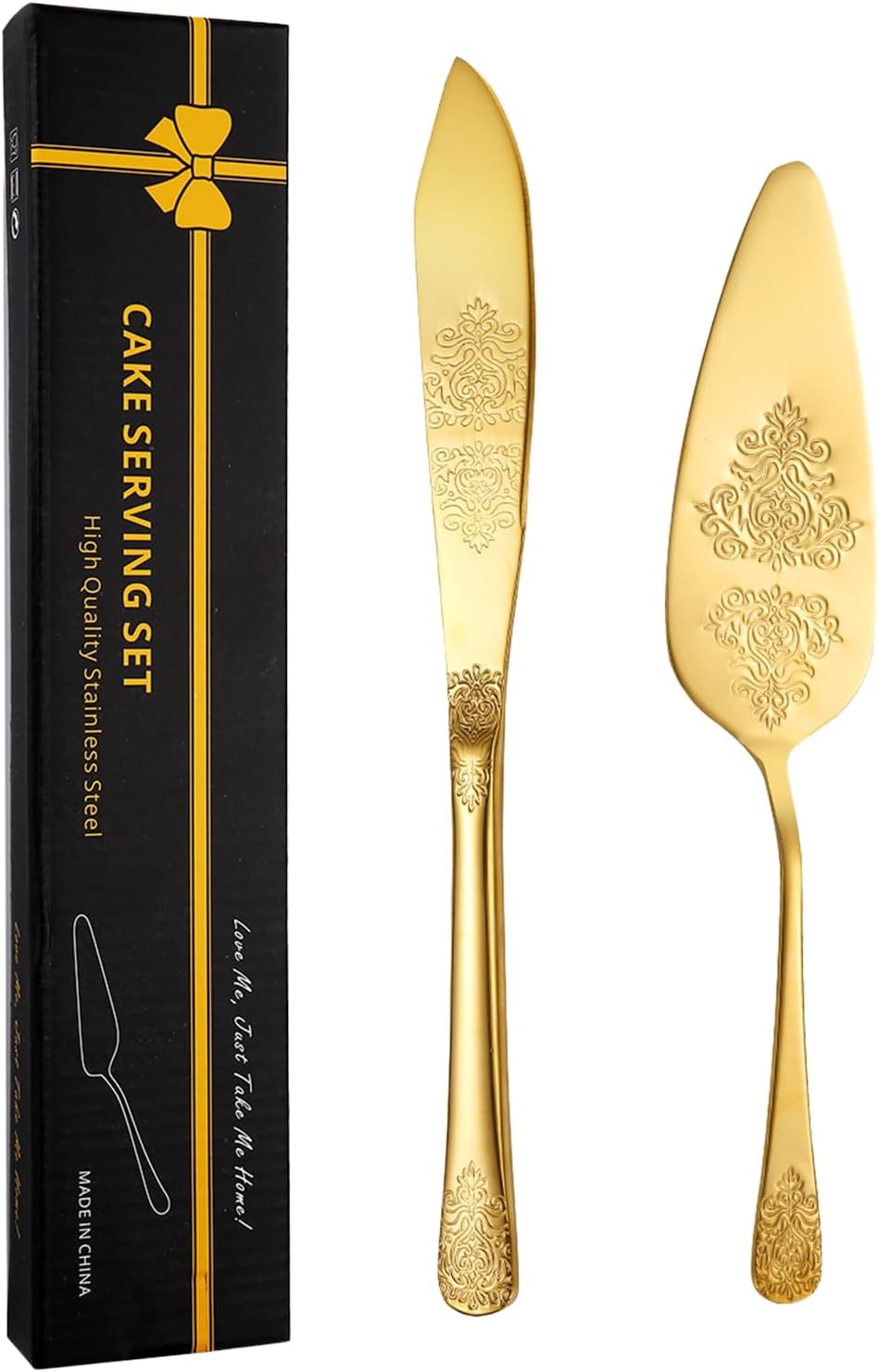 2 PC Cake Server & Knife Set - Gold
