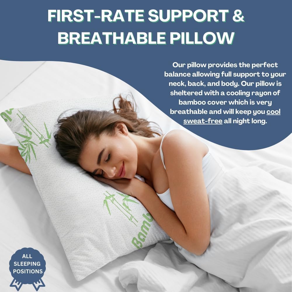 Premium Bamboo Memory Foam Pillow - Queen Size