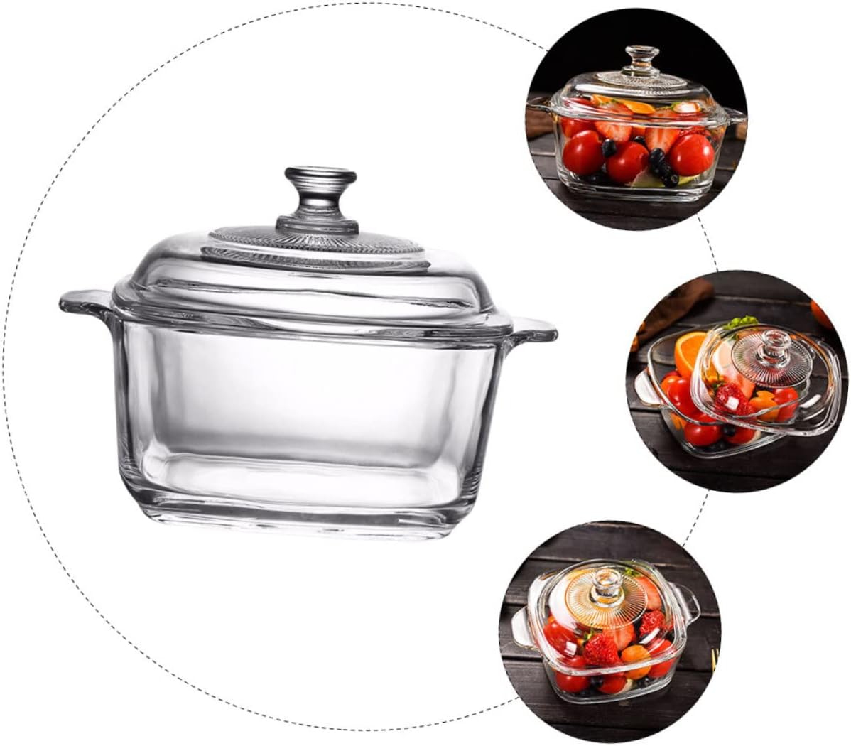 7.8" Clear Glass Casserole with Lid