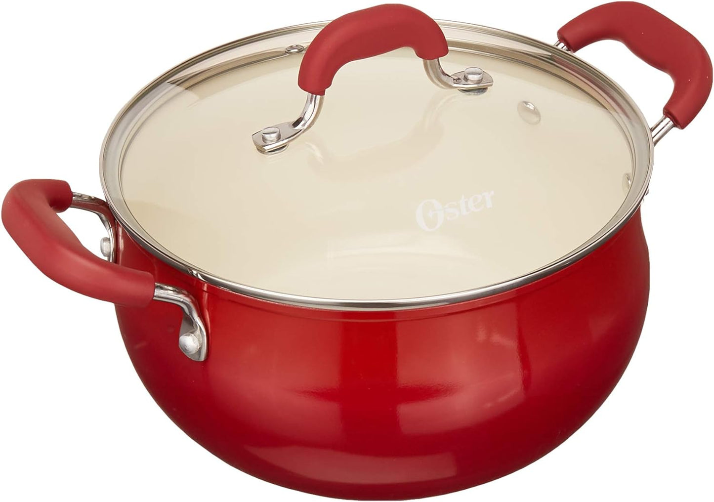 Oster 8 PC Red Non stick Heavy Gauge Cookware Set