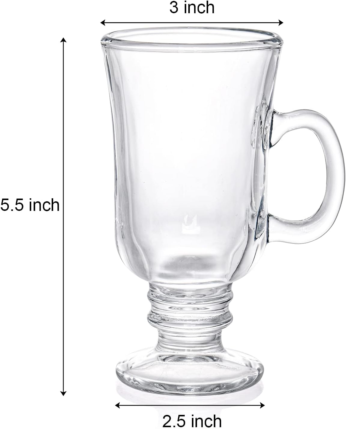 6 PC 8oz Irish Coffee Glass Mugs Set