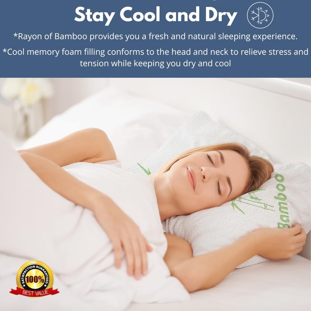 Premium Bamboo Memory Foam Pillow - Queen Size