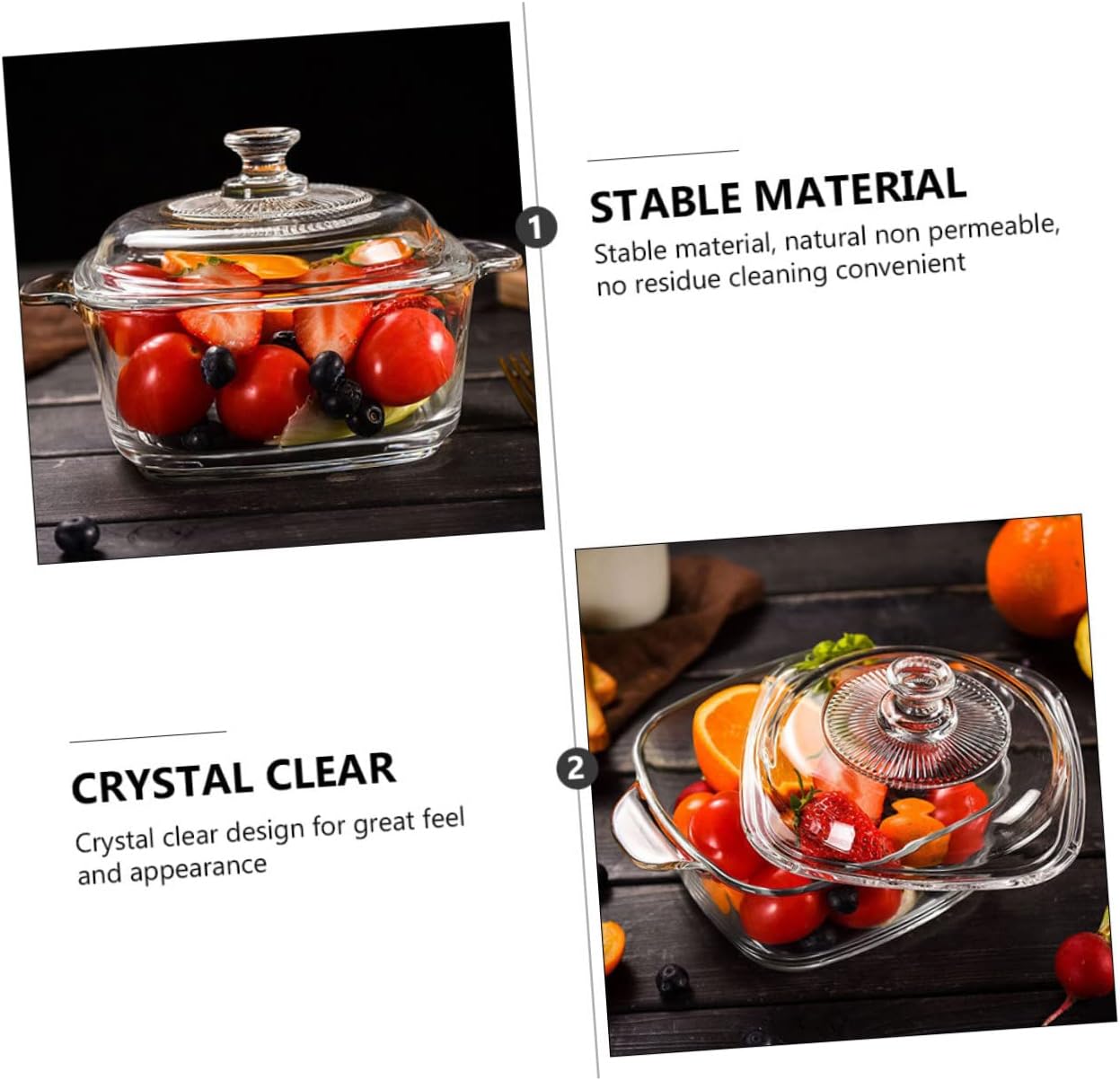 7.8" Clear Glass Casserole with Lid