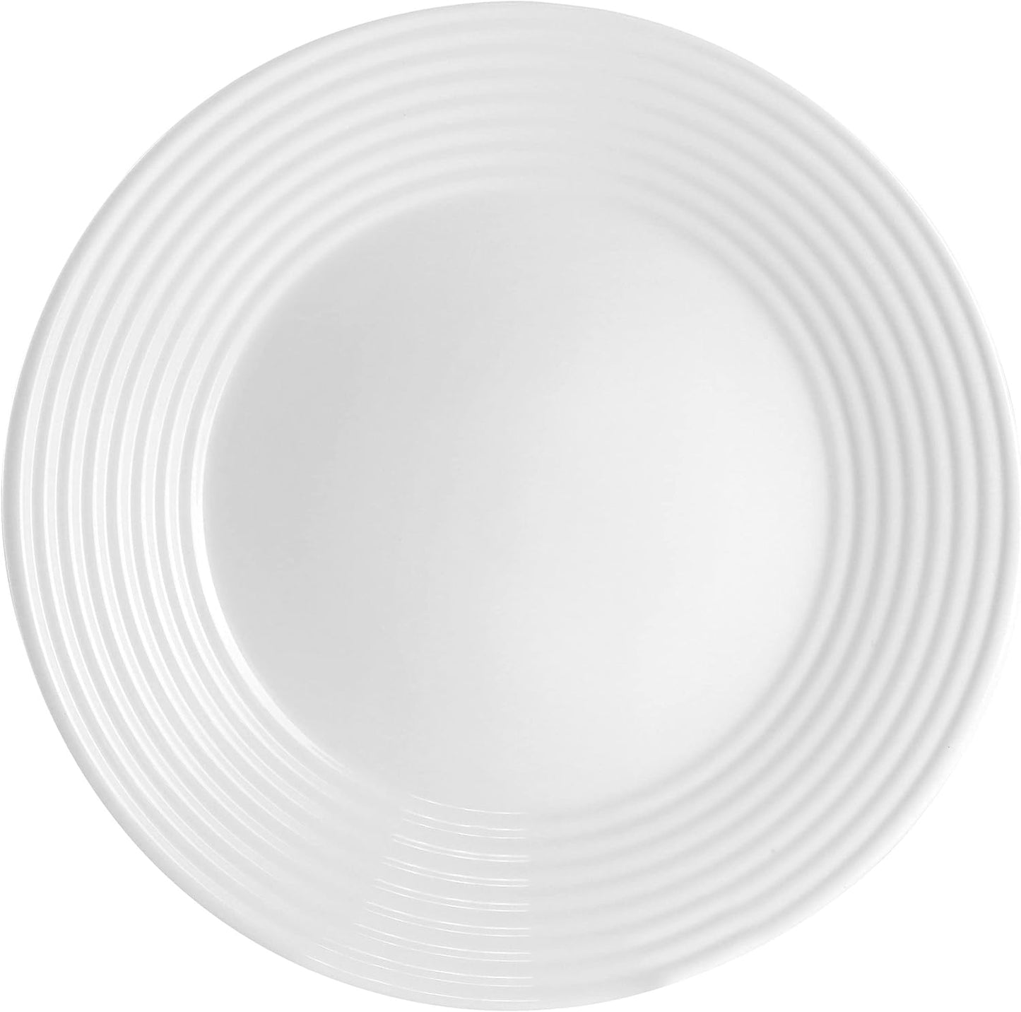 4 PC Gibson White Tempered Opal Glass Dinner Plate Set