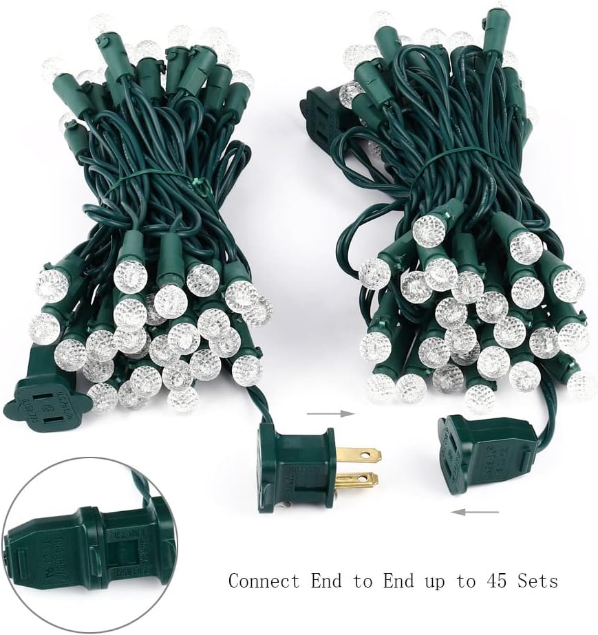 50 LED Warm White Round Diamond Shape Bulb with Green Wire