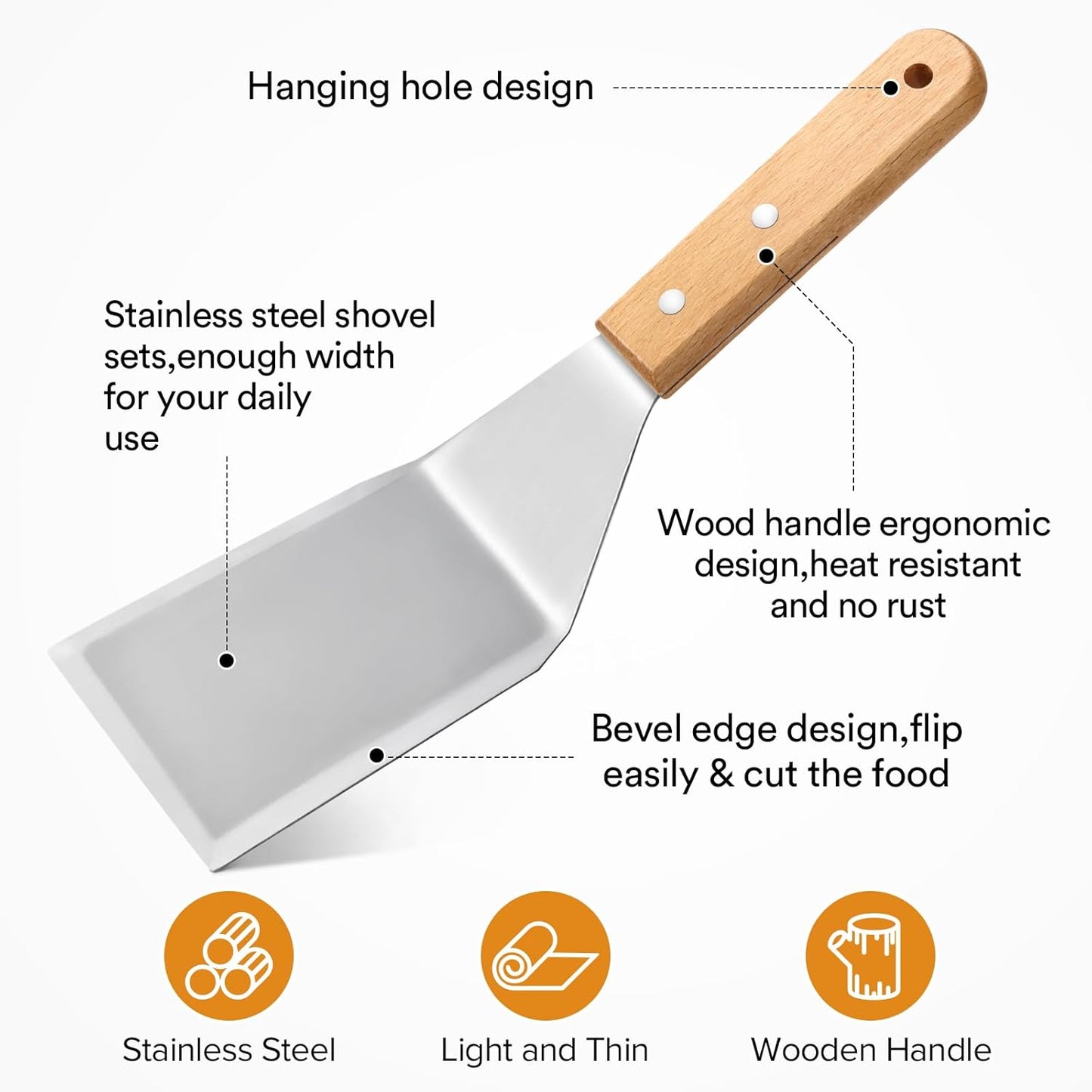 Hamburger Turner Spatula with Wooden Handle