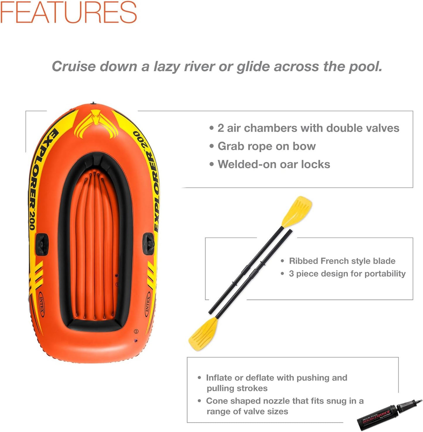 INTEX Explorer 200 Boat For Kids (Age 6+)
