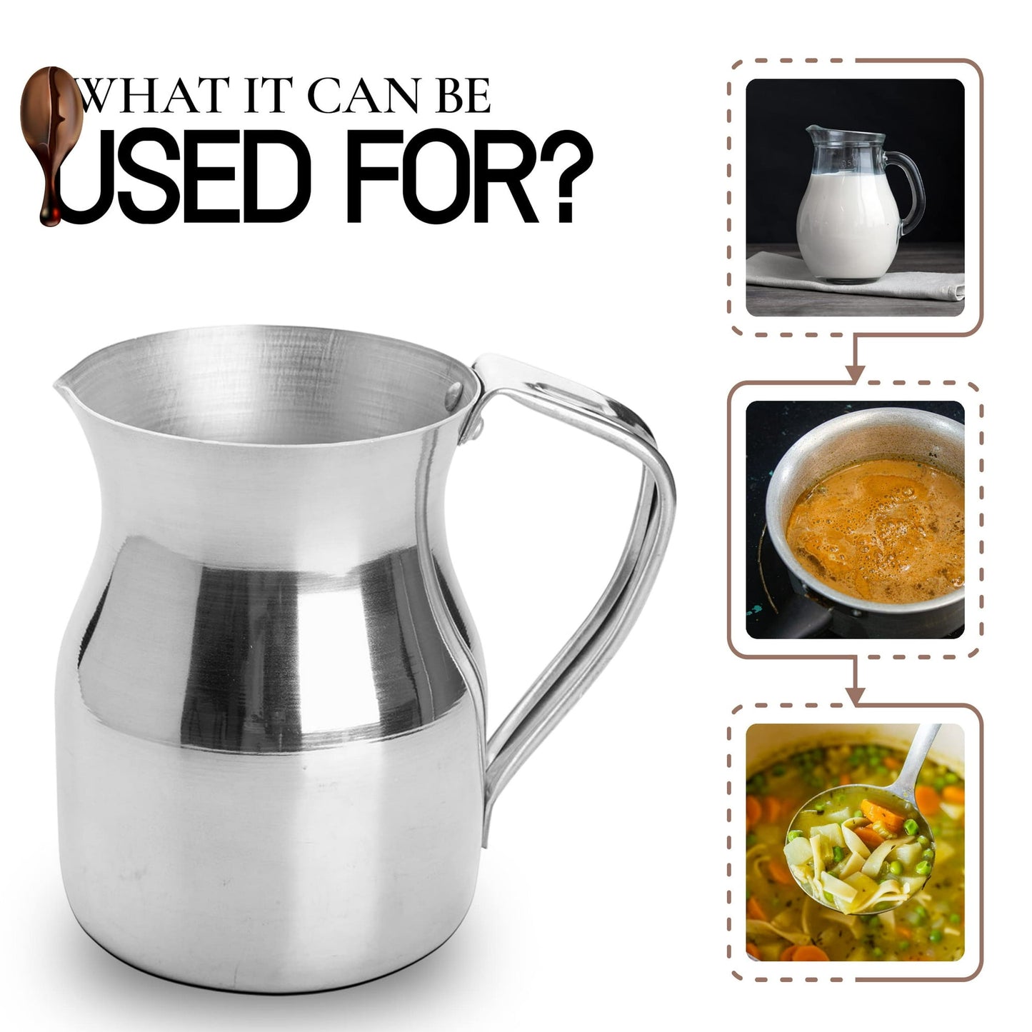 1 QT Aluminum Milk Pot, Hot Drink Pitcher