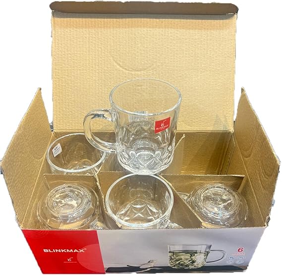 6-Piece Blinkmax Pattern Glass Cups-Mugs