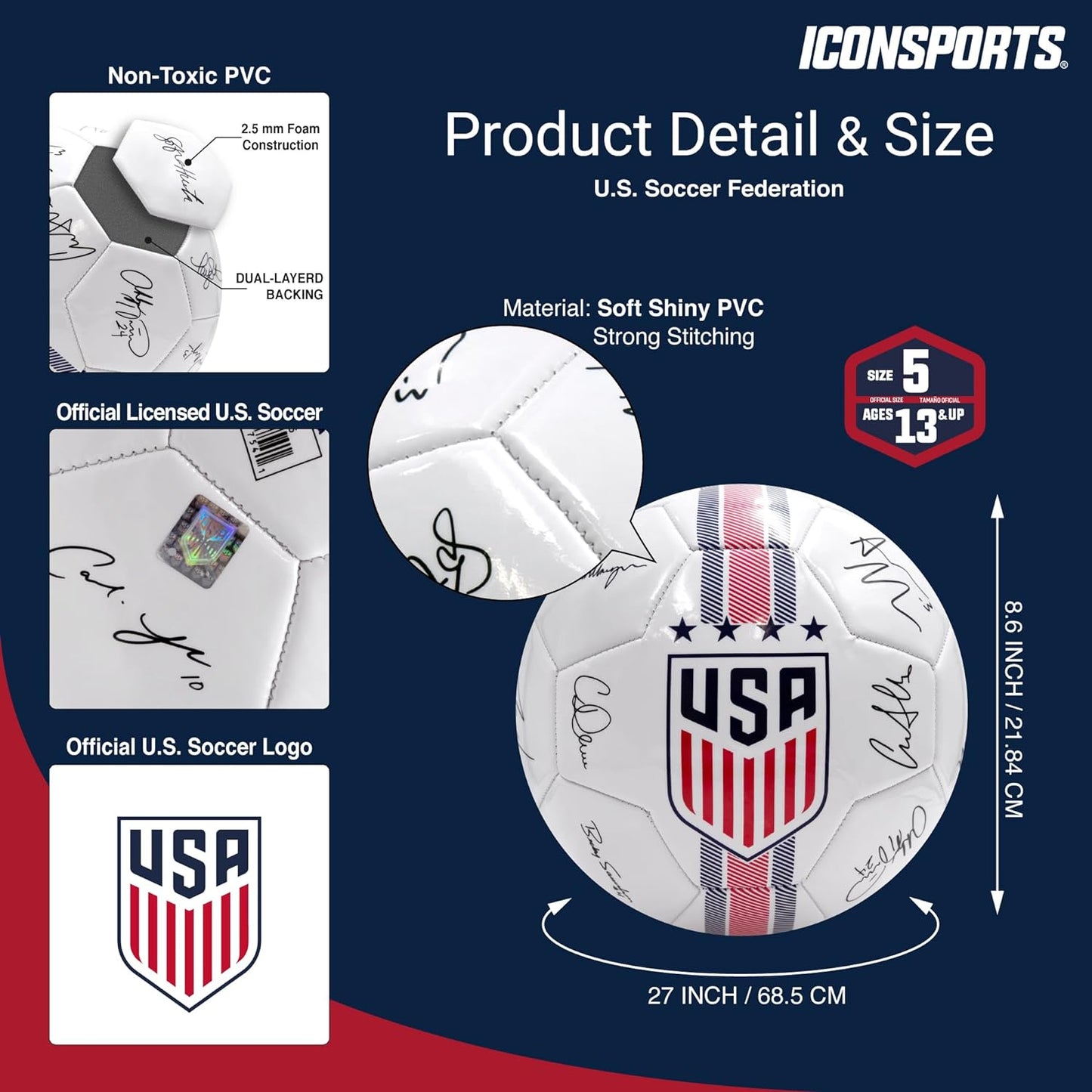 U.S. Soccer USWNT Official Size 5 Soccer Ball Signature