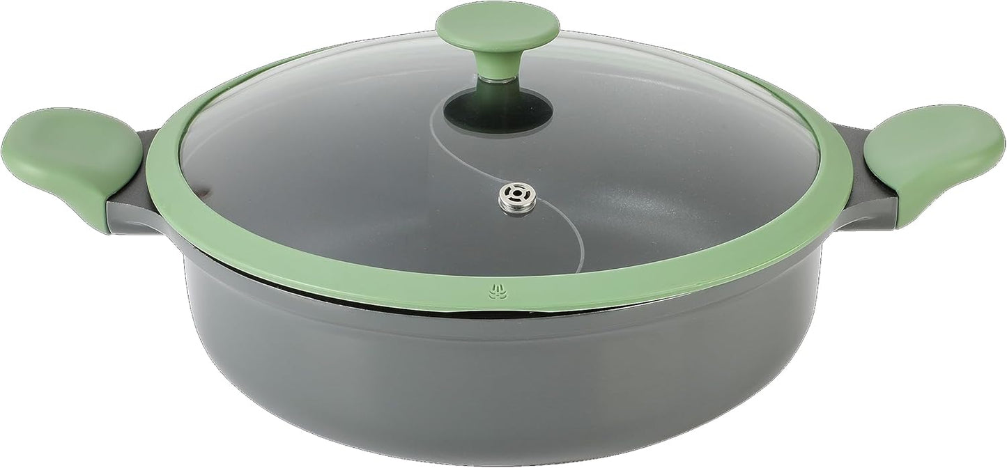 Kenmore 6.5 QT Cast Aluminum Nonstick Pan Hot Pot with Divider