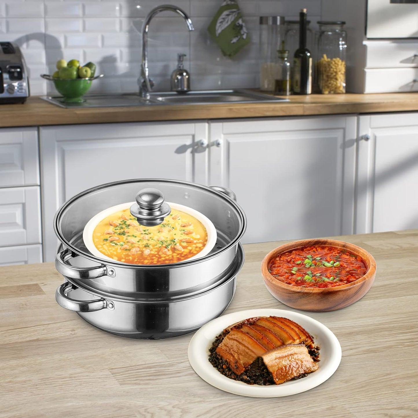 25cm Stainless Steel 2 Tier Layer Steamer