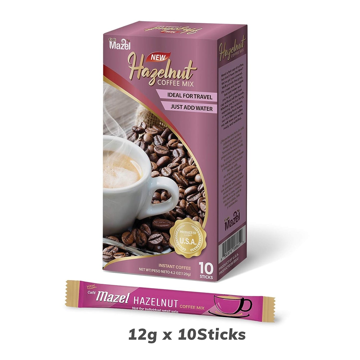 Cafe Mazel Hazelnut Instant Coffee Mix (10 Sticks)