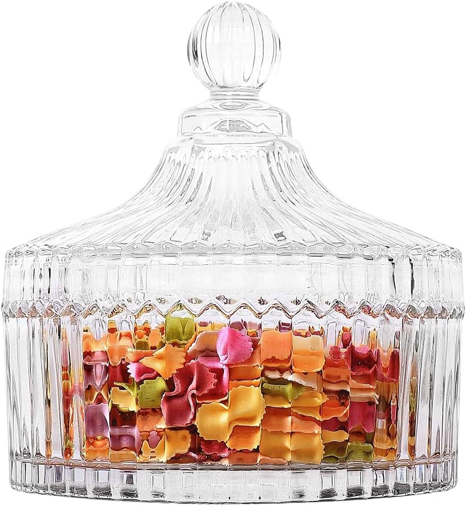 5” Crystal Castle Candy Dish Stripe Snack Bowl Jar