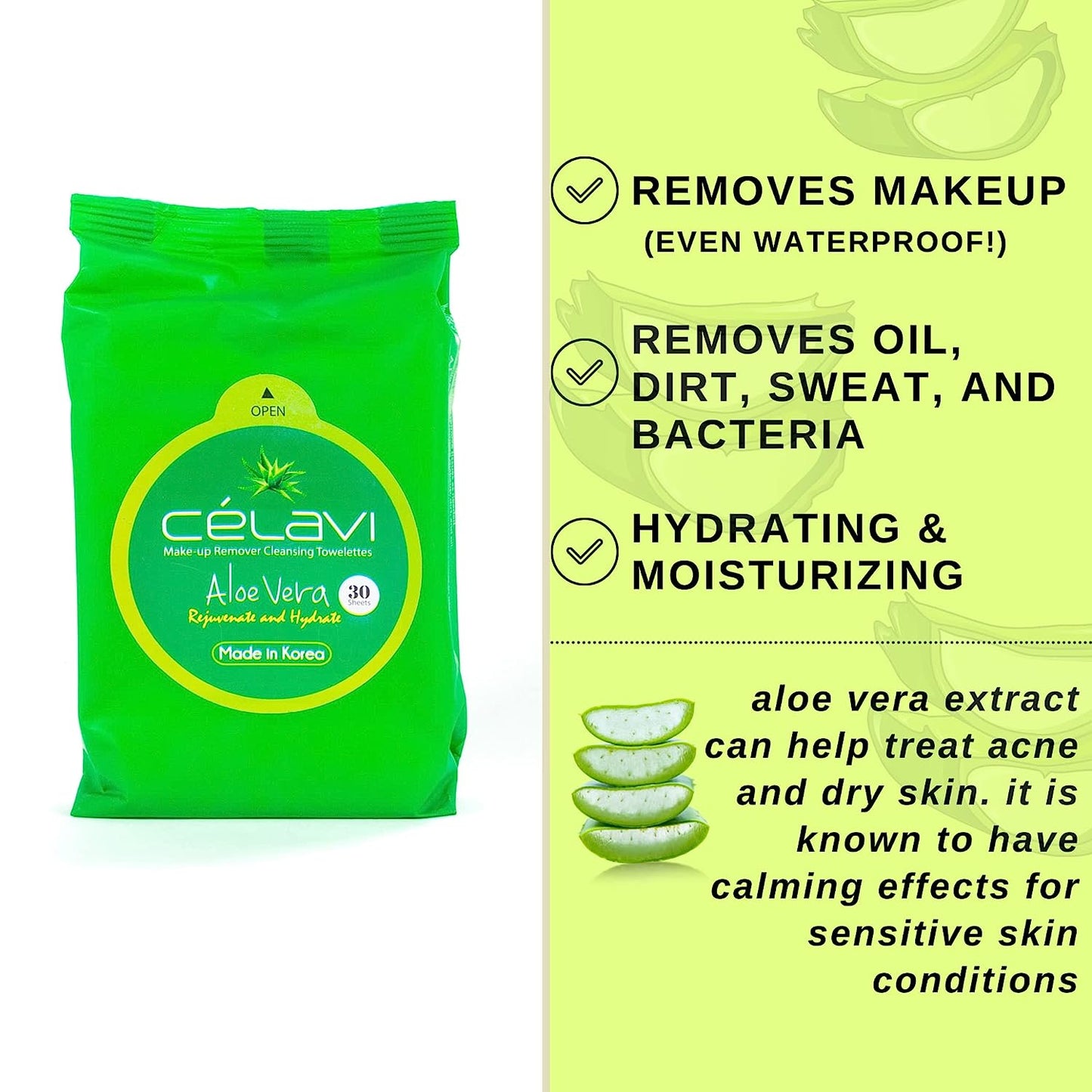 Celavi Aloe Vera Makeup Remover Cleansing Wipes (Pack of 2)