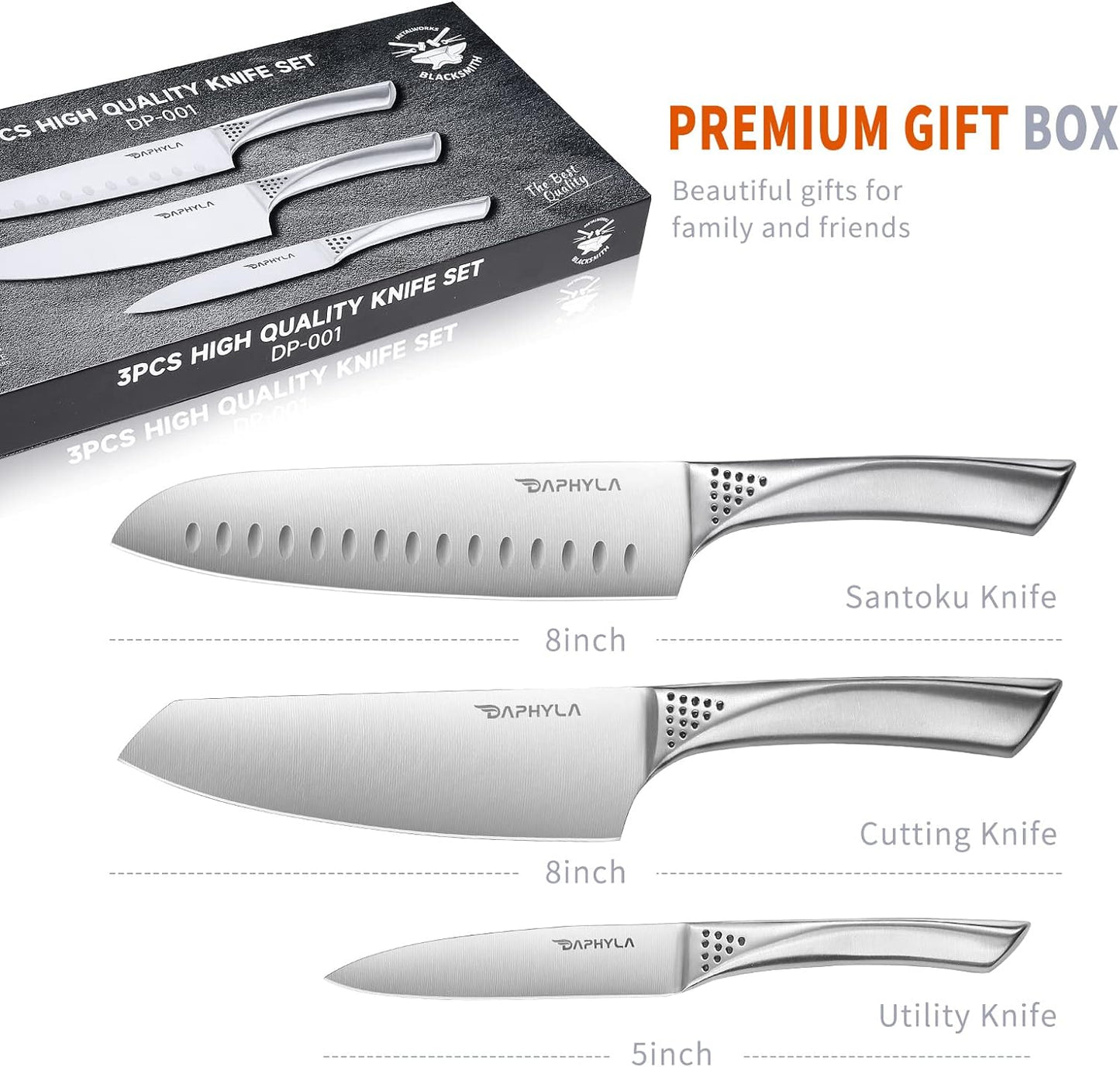 3 PC Daphyla Stainless Steel Kitchen Knife Set
