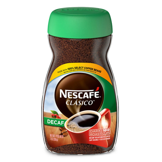 7 oz Nescafé Decaf Clasico, Dark Roast Instant Coffee Jar