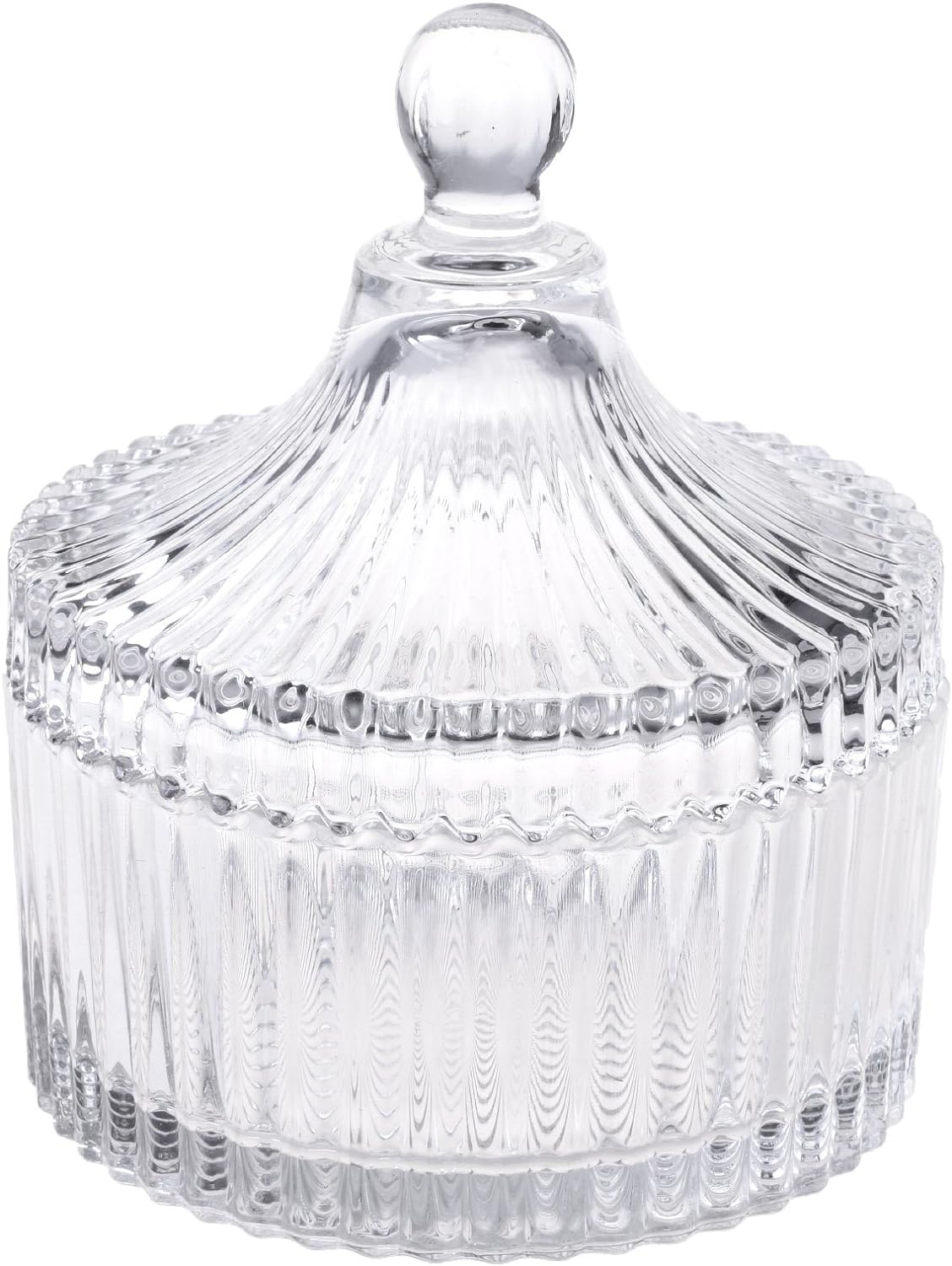 5” Crystal Castle Candy Dish Stripe Snack Bowl Jar