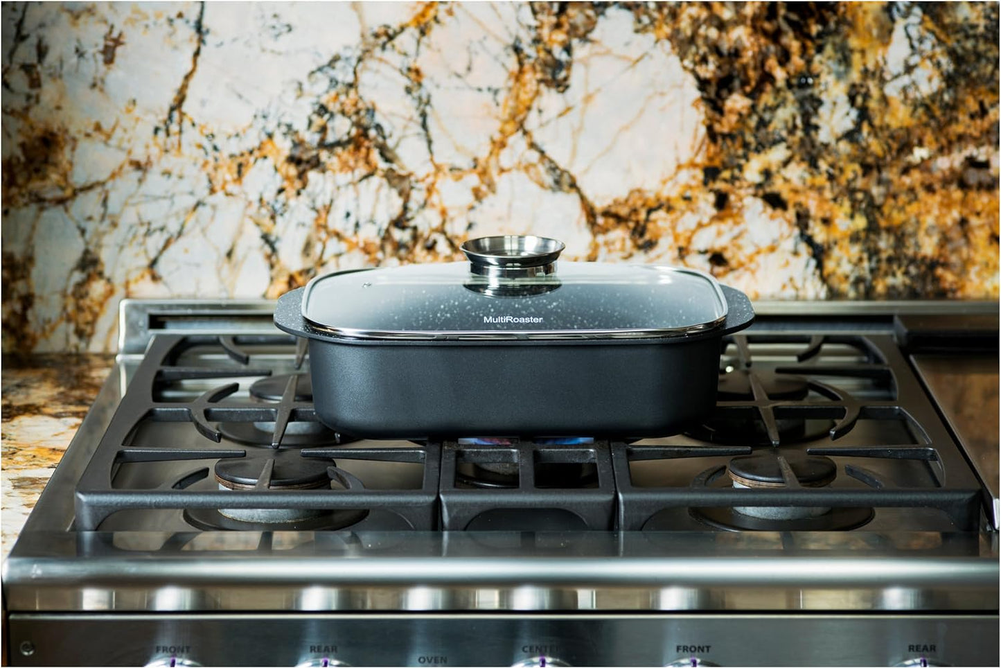 Multi Roaster Roasting Pan with Innovative Salt Canal and Black Marble Stone