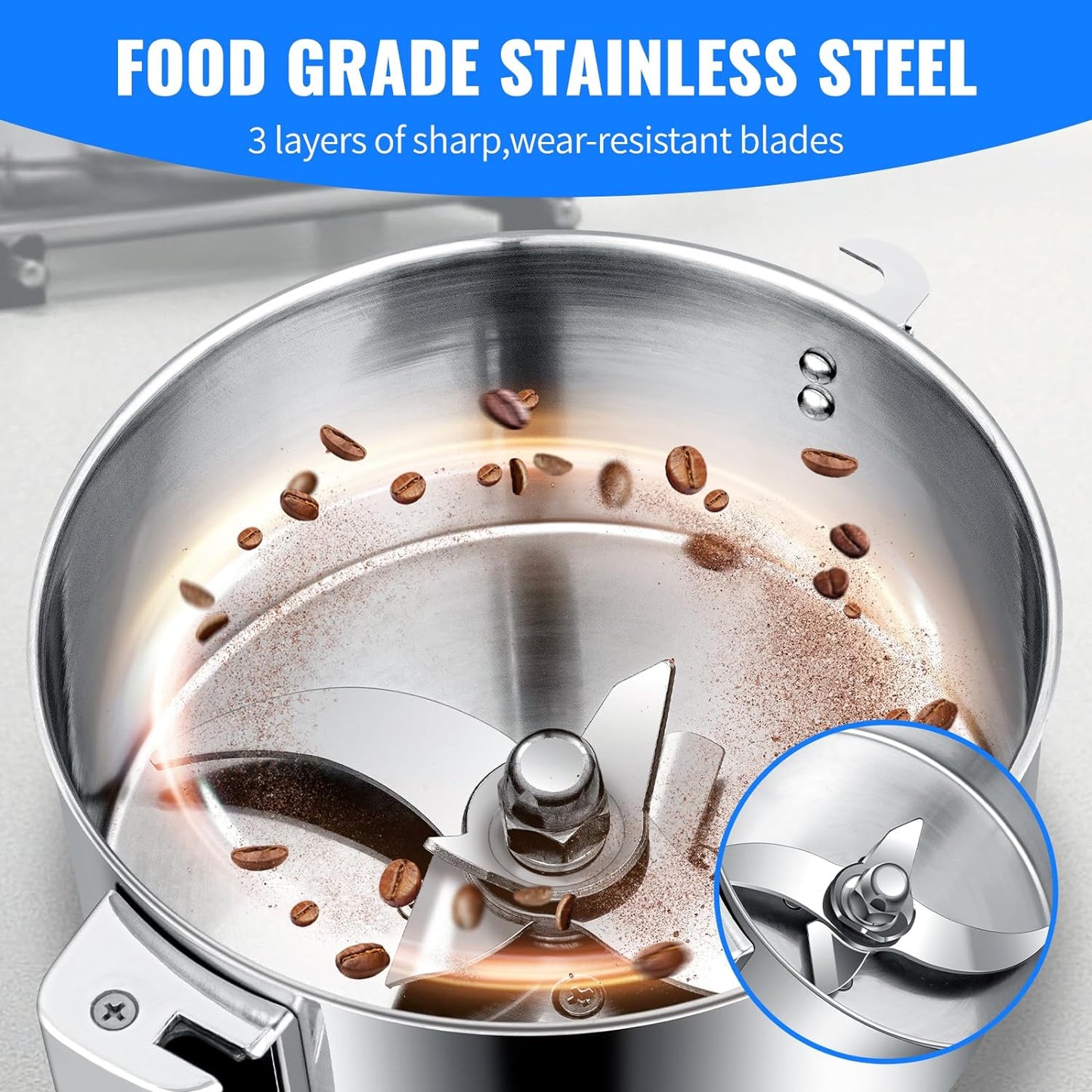 100g Stainless Steel Grain Mill Grinder / Multi Function Disintegrator