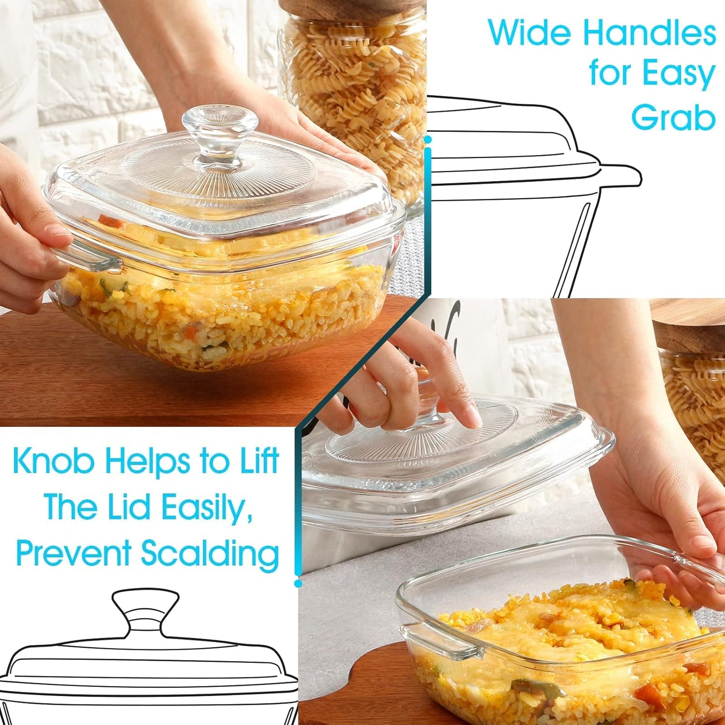 10" Clear Glass Casserole with Lid